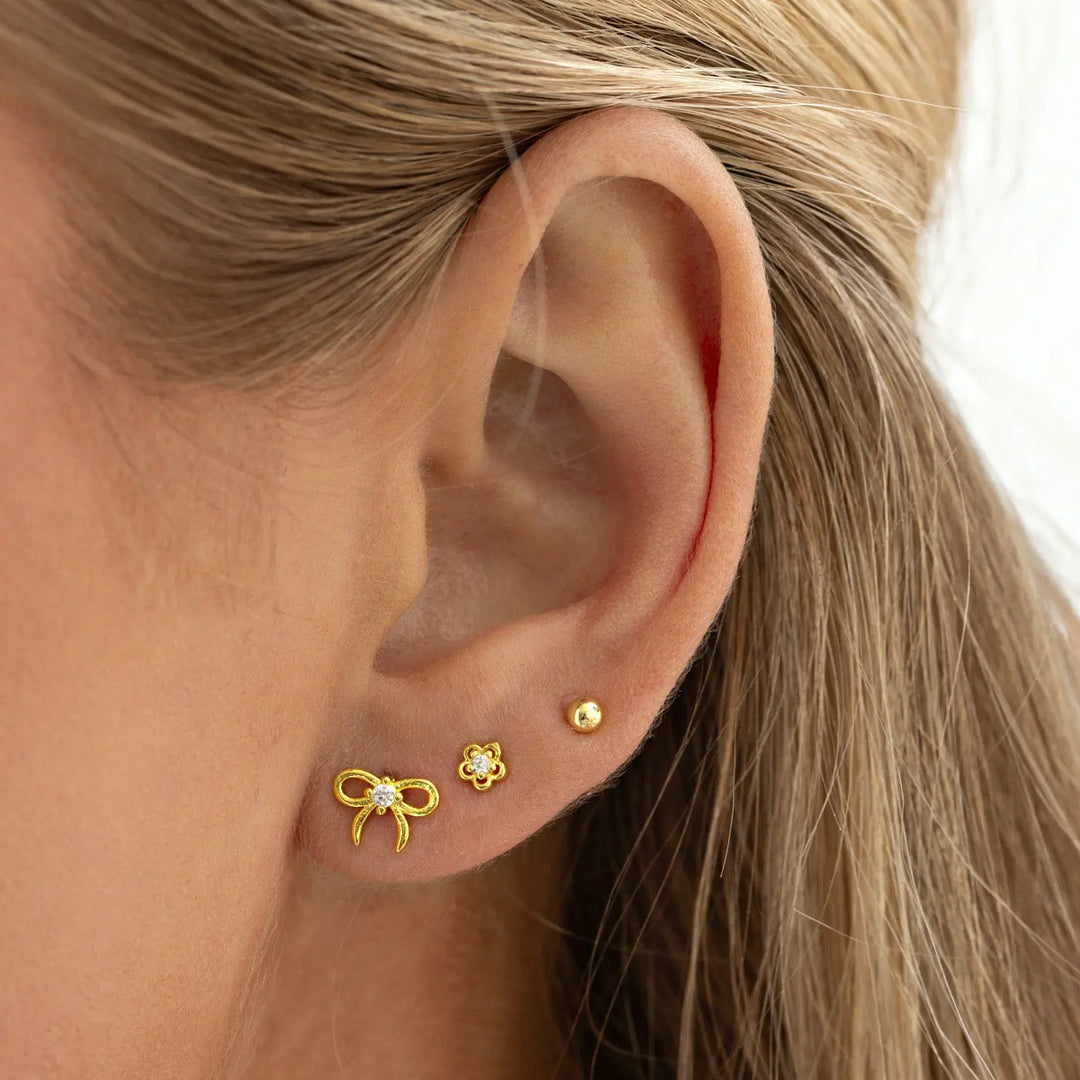 Juliette - Petite Bow with Crystal Stud Earrings